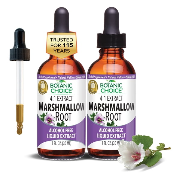 (2 pack) Botanic Choice Marshmallow Root Extract Liquid, Gluten Free Historic Throat and Respiratory Support Supplement 1 Fl. Oz.