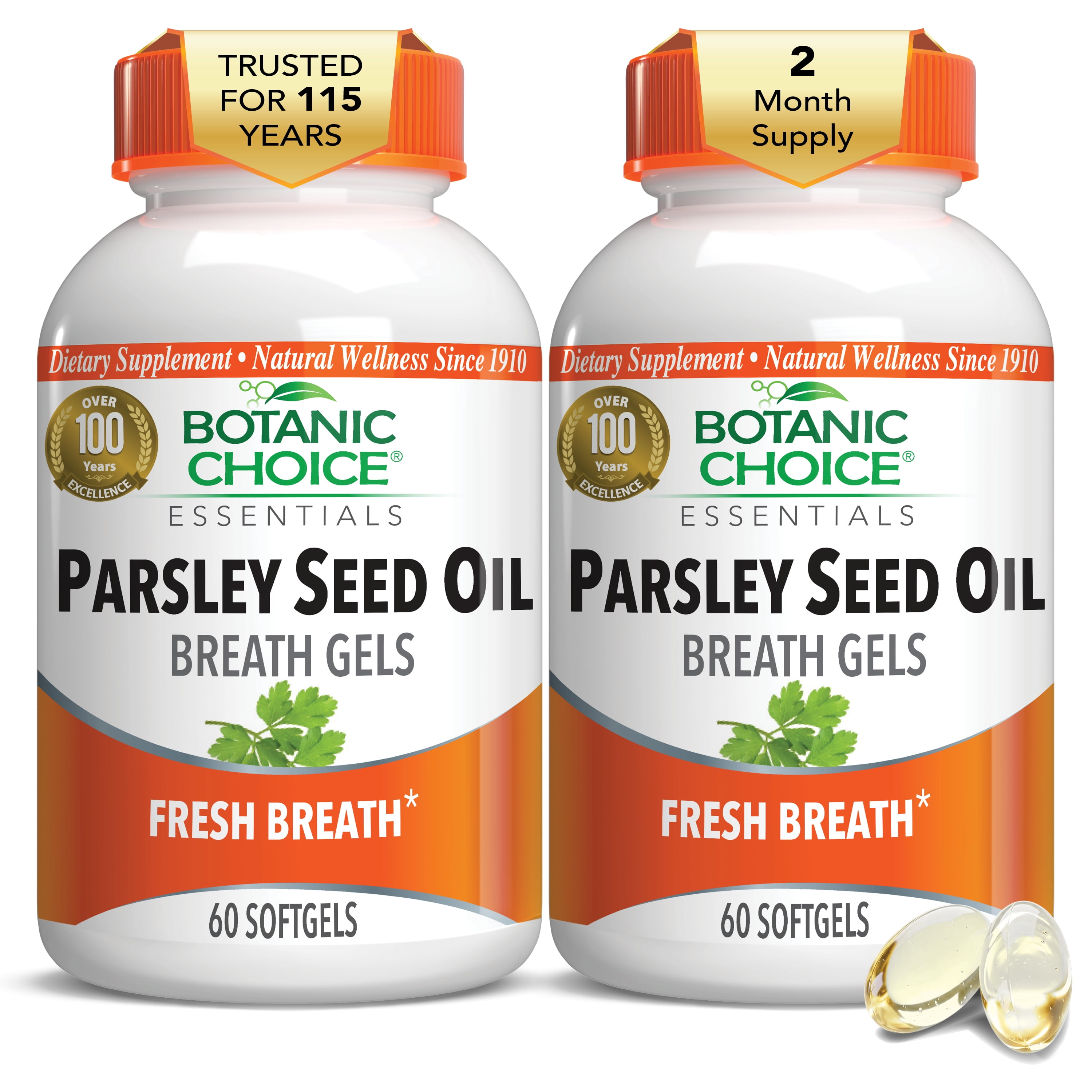 Botanic Supplements (2 pack) Botanic Choice Parsley Seed Oil Capsules for Breath Freshness ...