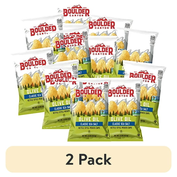 (2 pack) Boulder Canyon Olive Oil Sea Salt Kettle Chip 1.5 oz. | 8 Ct
