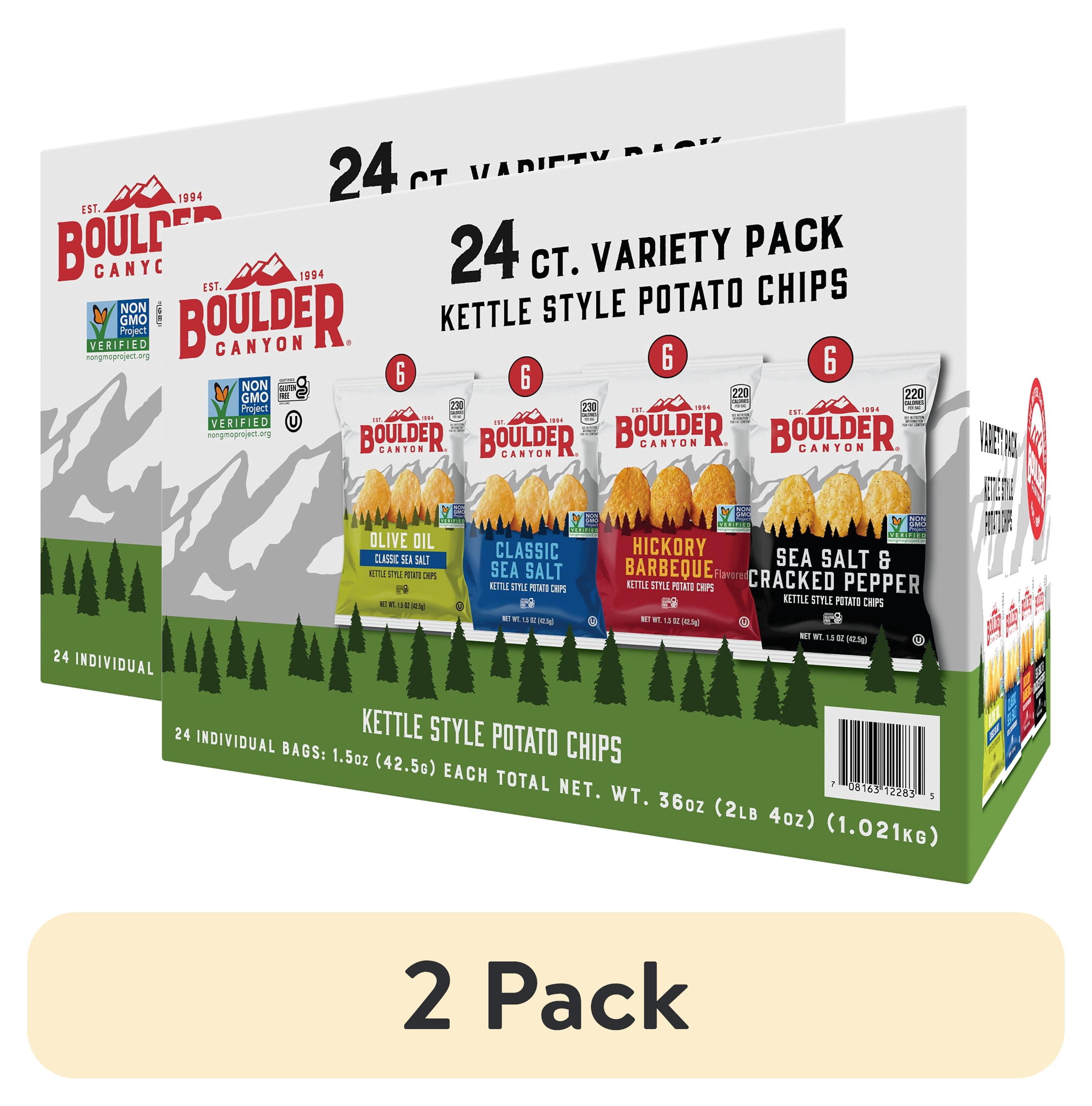 (2 pack) Boulder Canyon Kettle Style Potato Chips Variety Pack, 1.5 oz (24 Count)