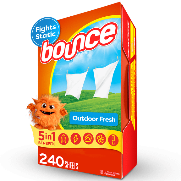 (2 pack) Bounce Dryer Sheets, Outdoor Fresh Scent, 240 Count