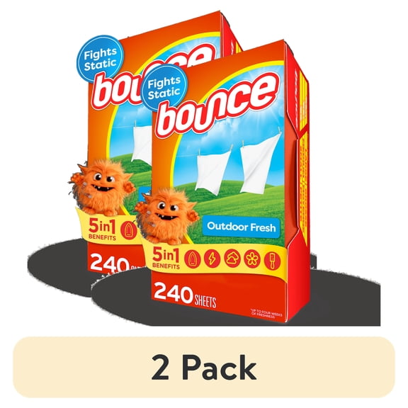 (2 pack) Bounce Dryer Sheets, Outdoor Fresh Scent, 240 Count