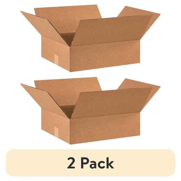 (2 pack) Box Partners Flat Corrugated Boxes 14" x 12" x 3" Kraft 25/Bundle 14123R
