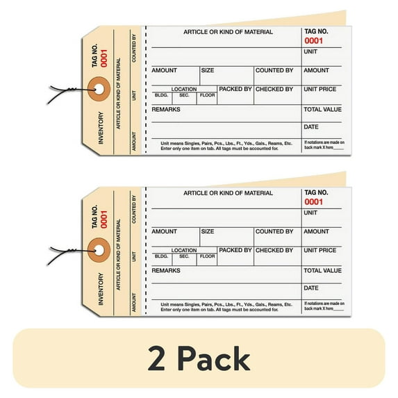 (2 pack) Box Partners Inv.Tag(3500-3999),6.25x3 1/8,White/Mla,500/CS - BXP G19083