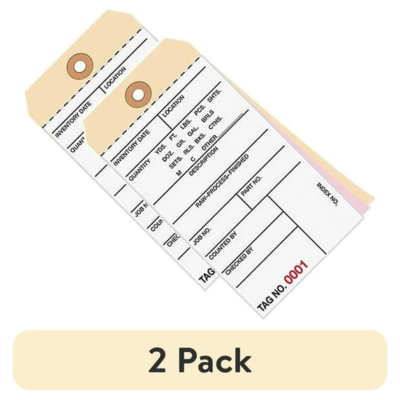 (2 pack) Box Partners Inventory Tags 3 Part Carbonless # 8 (5500-5999) 6 1/4" x 3 1/8" White/Manila 50 G16121