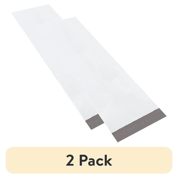 (2 pack) Box Partners Long Poly Mailers 18" x 51" White 25/Case LPM1851