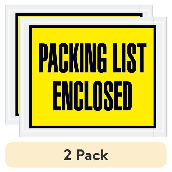 (2 pack) Box Partners "Packing List Enclosed" Envelopes 4 1/2" x 5 1/2" Yellow 1000/Case PL401