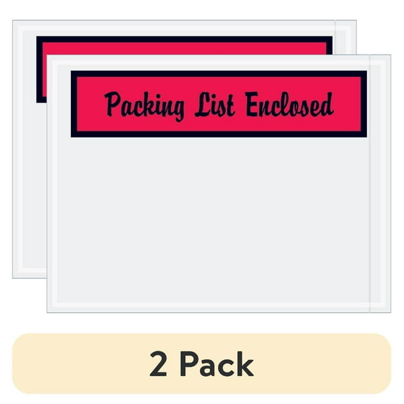 (2 pack) Box Partners "Packing List Enclosed" Envelopes 4 1/2" x 6" Red 1000/Case PL444