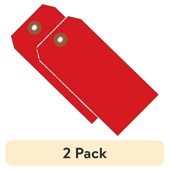 (2 pack) Partners Brand Plastic Shipping Tags, 4 3/4" x 2 3/8", Red, PK100 G26056