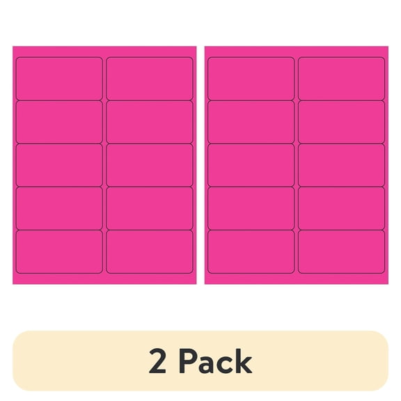 (2 pack) Box Partners Rectangle Laser Labels 4" x 2" Fluorescent Pink 1000/Case LL178PK