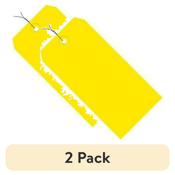 (2 pack) Box Partners Shipping Tags Pre-Wired 13 Pt. 3 3/4" x 1 7/8" Yellow 1000/Case G11033C