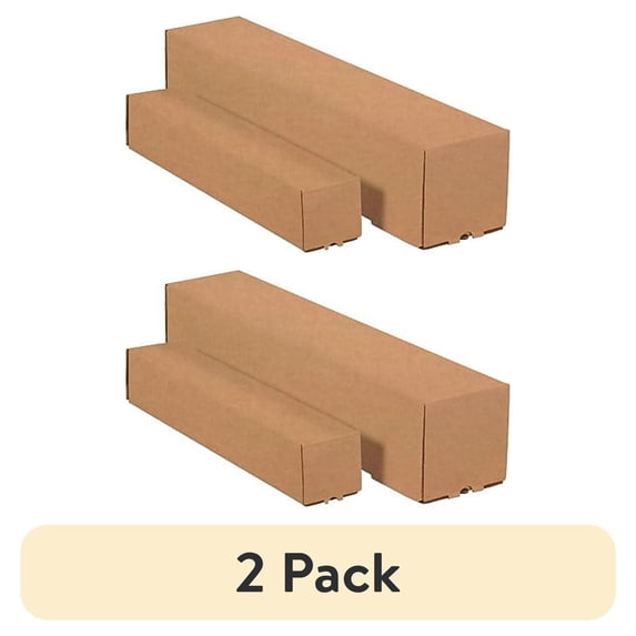 (2 pack) Box Partners Square Mailing Tubes 5" x 5" x 18" Kraft 25/Bundle M5518K