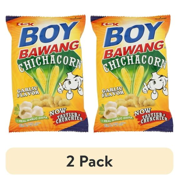 (2 pack) Boy Bawang Garlic Flavor Chichacorn Snack Chips, 3.53 oz, 1 Count Bag