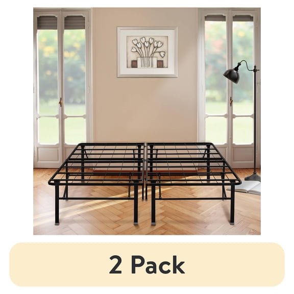 (2 pack) Boyd Sleep 18" Platform Metal Bed Frame with Under Bed Storage, Tool-Free Assembly, Heavy Duty, Twin