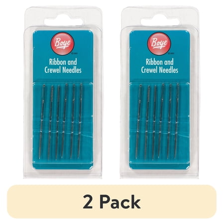 (2 pack) Boye 1.75 Inch Ribbon and Crewel Needles, 6 Pack