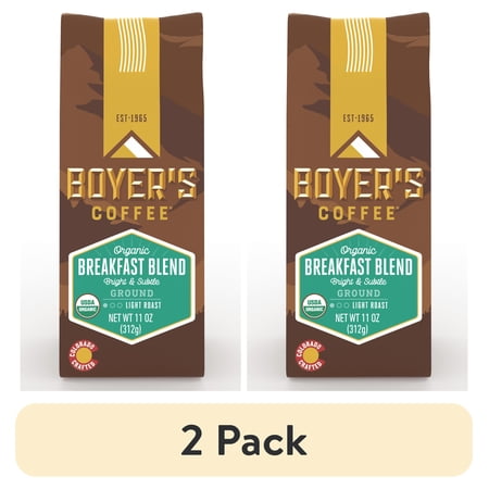 (2 pack) Organic Breakfast Blend Ground Coffee, 11 oz