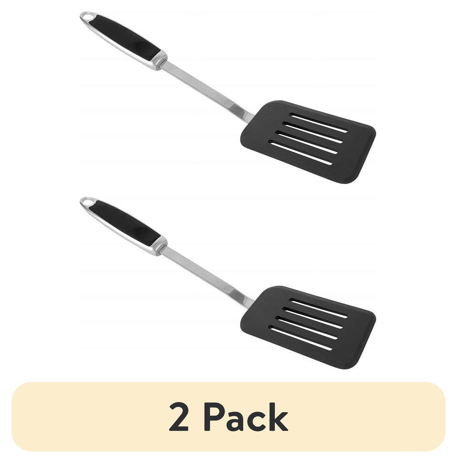 (2 pack) Bradshaw International High Temperature Slotted Nylon Spoon, 13-Inch, Black