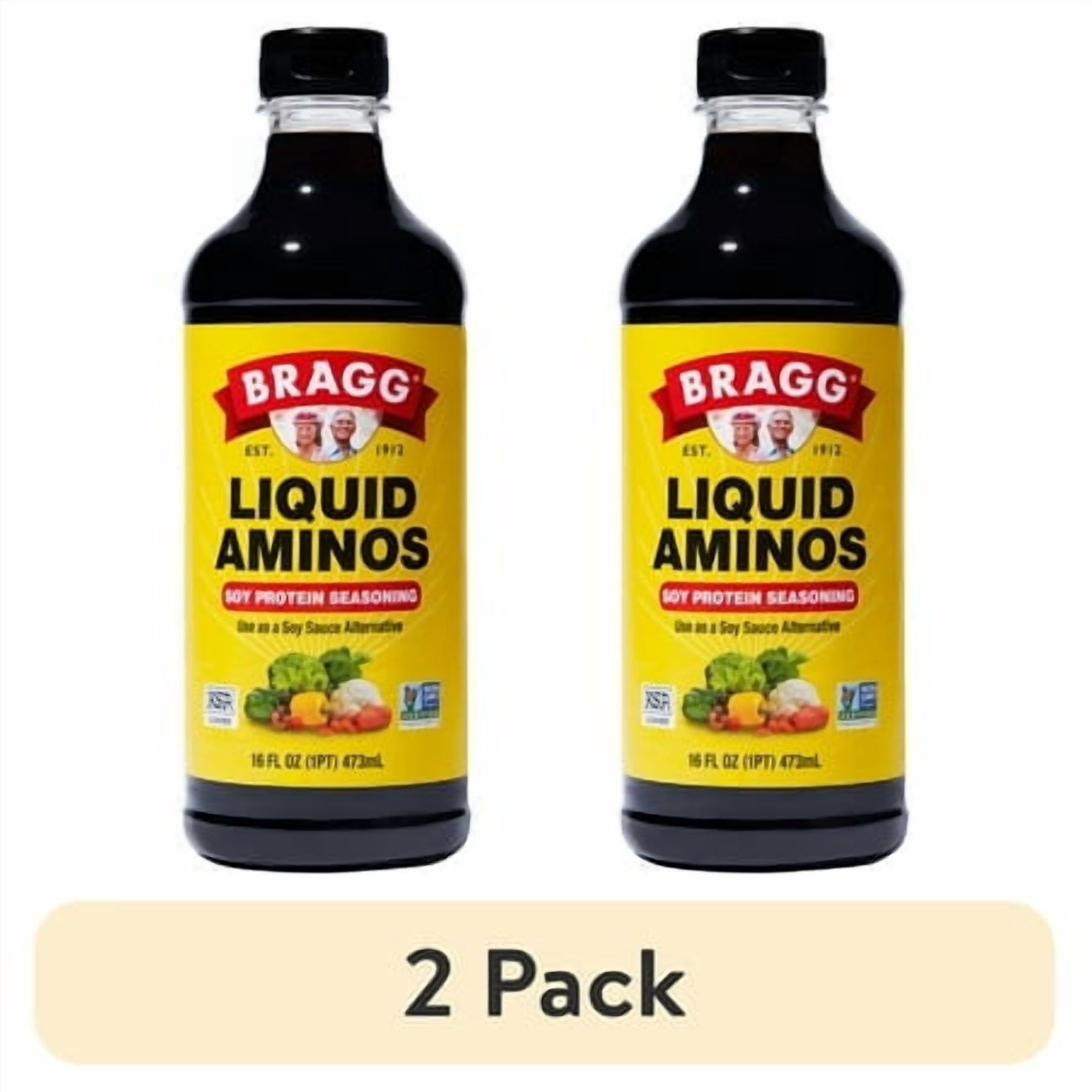 (2 pack) Bragg Gluten-Free Liquid Aminos Soy Protein Seasoning, 16 fl oz