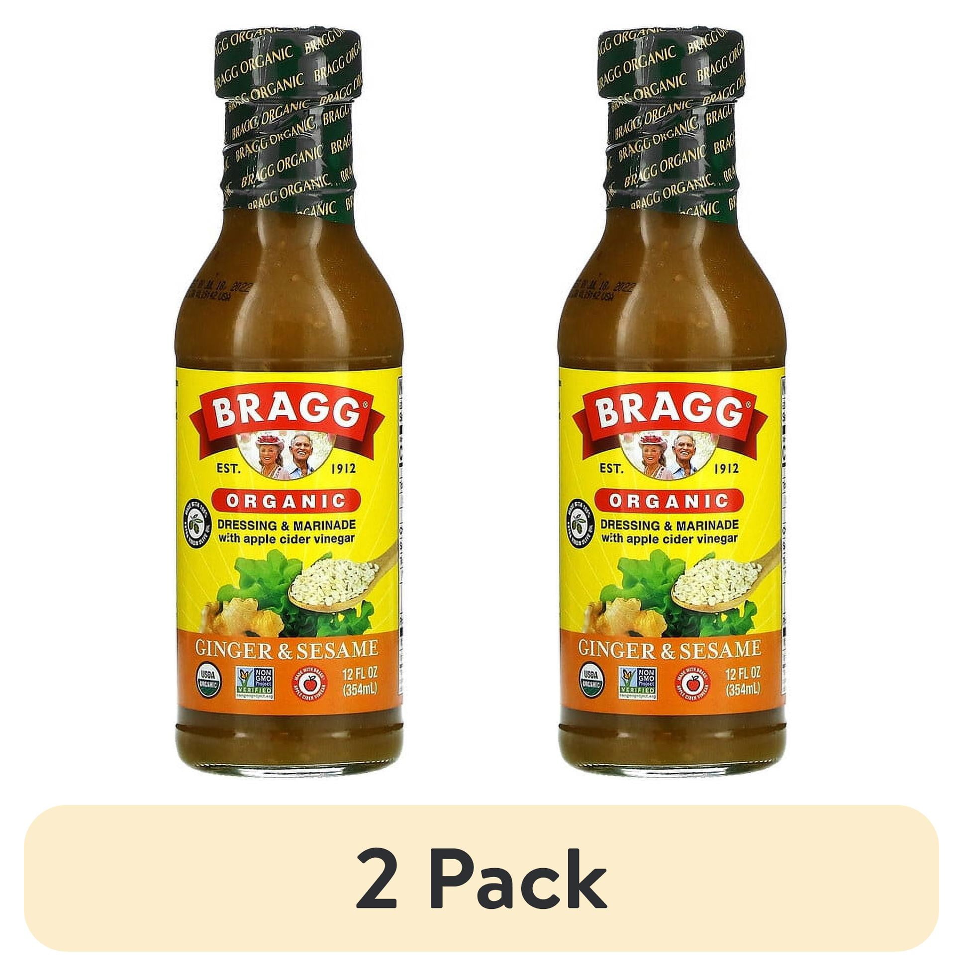 (2 pack) Bragg, Organic Dressing & Marinade with Apple Cider Vinegar, Ginger & Sesame, 12 fl oz