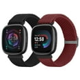 thumbnail image 1 of 2 pack Braided Bands Compatible with Fitbit Versa 4/Versa 3/Fitbit Sense/Sense 2, Adjustable Nylon Replacement Wristband for Women Men, 1 of 7