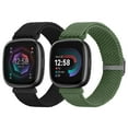 thumbnail image 1 of 2 pack Braided Bands Compatible with Fitbit Versa 4/Versa 3/Fitbit Sense/Sense 2, Adjustable Nylon Replacement Wristband for Women Men, 1 of 7