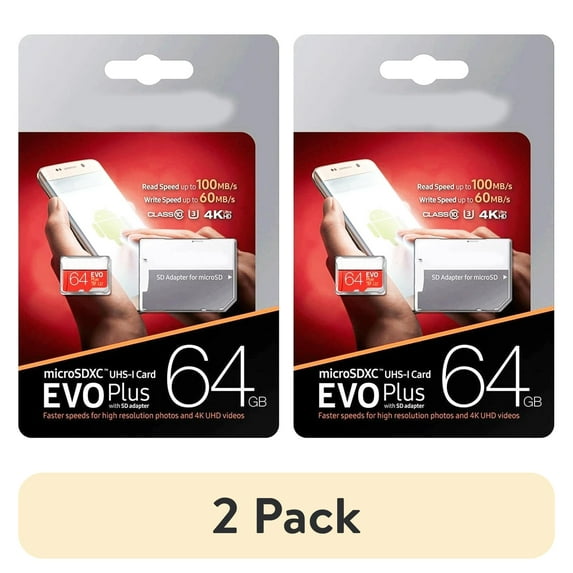 (2 pack) Brand New Generic 64GB MicroSDXC UHS-1 Memorycard With Adapter