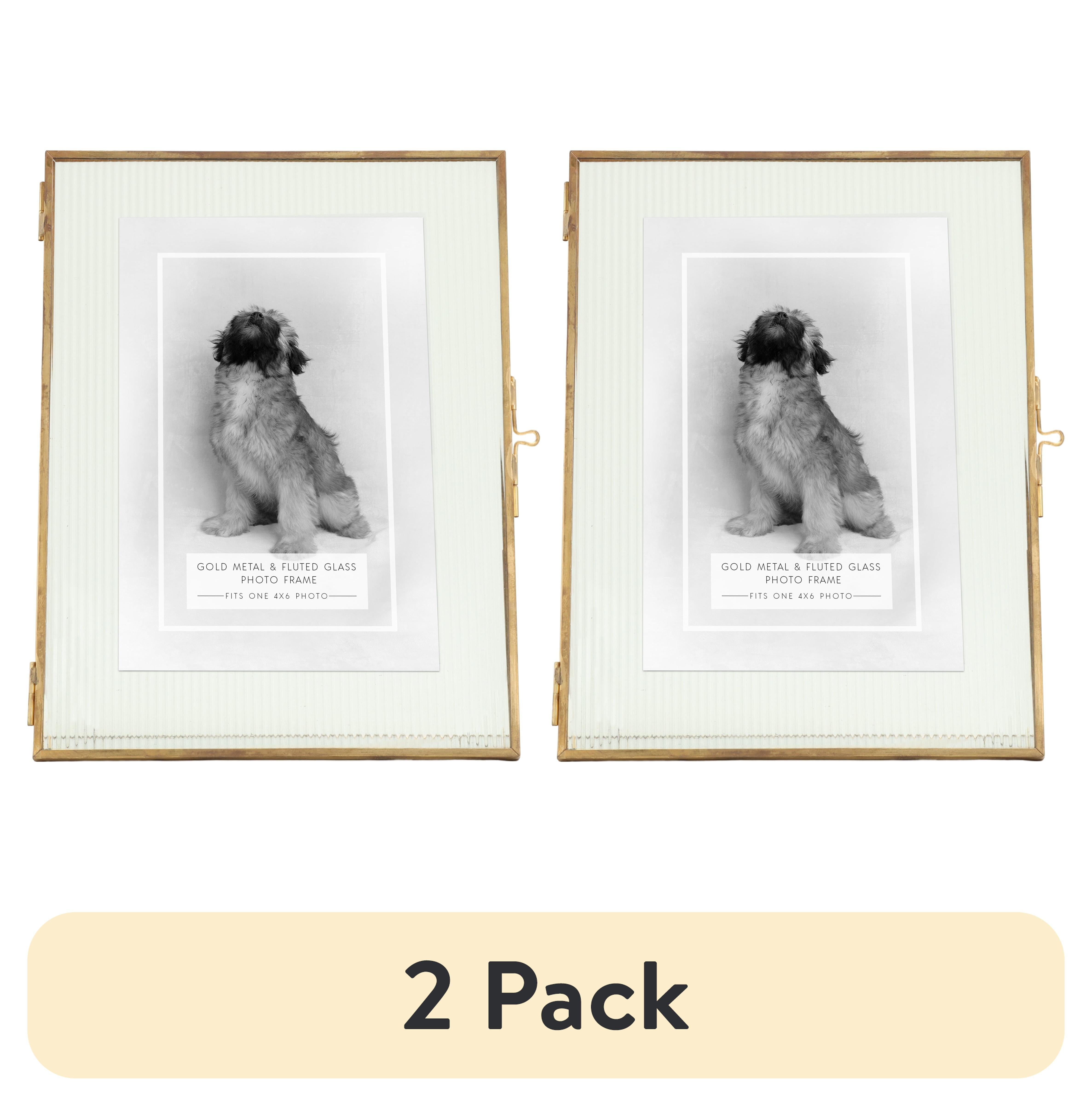 (2 pack) Home Decor Collection Sterling & Noble Home Brass Trimmed Fluted Glass Tabletop Picture Frame Fits up to a 5"x7" Photo