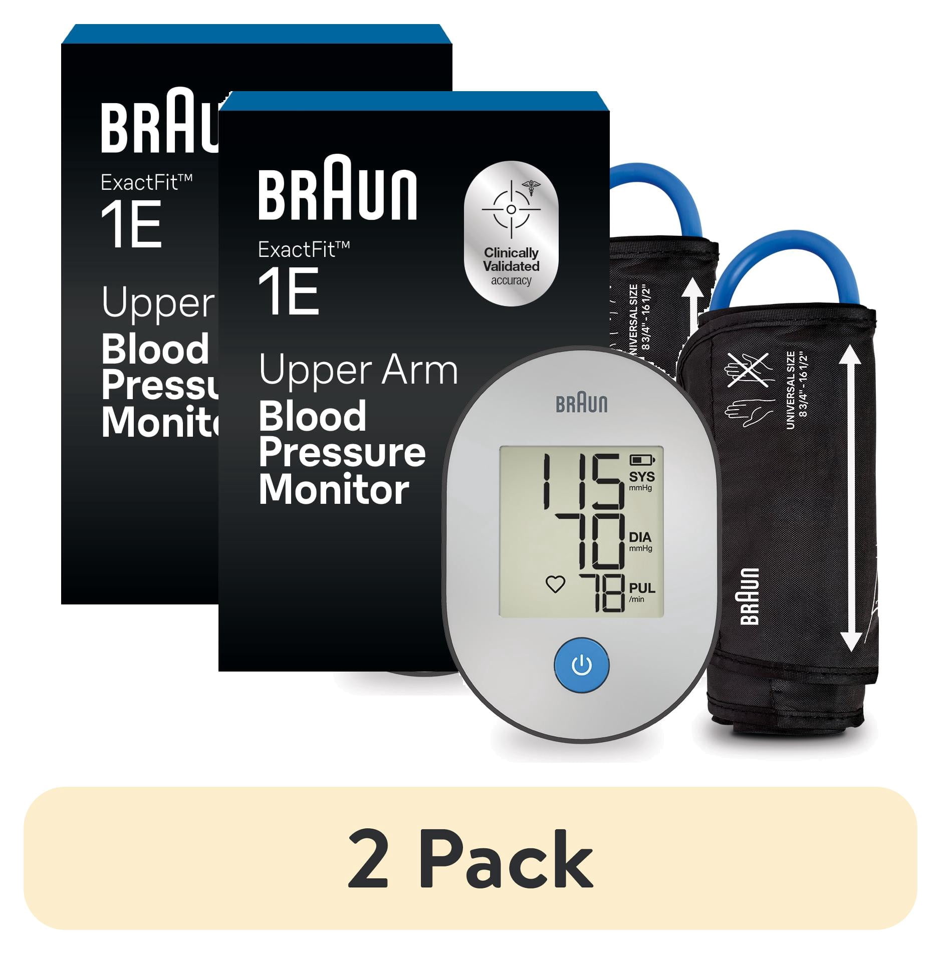 (2 pack) Braun ExactFit 1E Upper Arm Blood Pressure Monitors for Home Use, FSA & HSA Eligible, Black, BUA4000BUS
