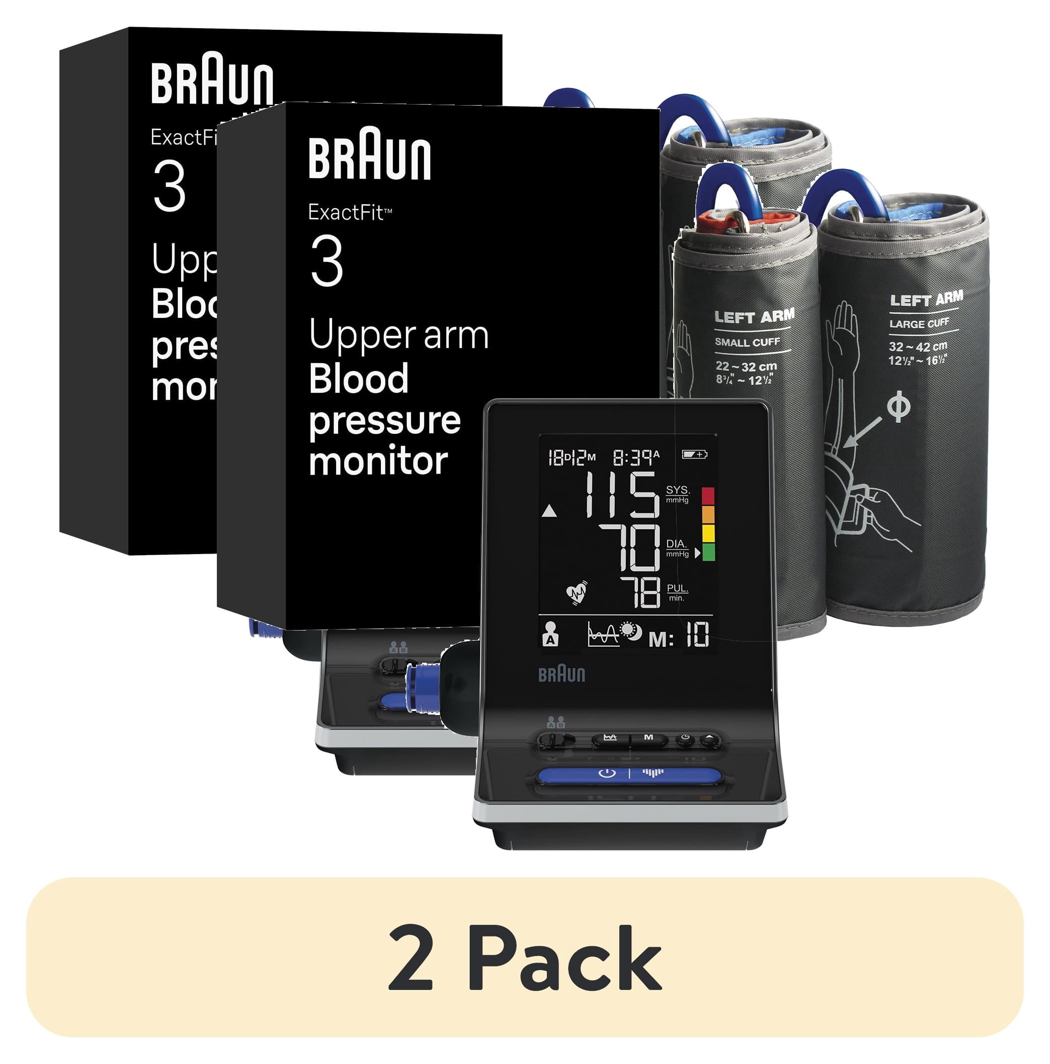 (2 pack) Braun ExactFit 3 Upper Arm Blood Pressure Monitor, Blood Pressure Monitors for Home Use, Two Cuff Sizes, FSA & HSA Eligible, BUA6120US
