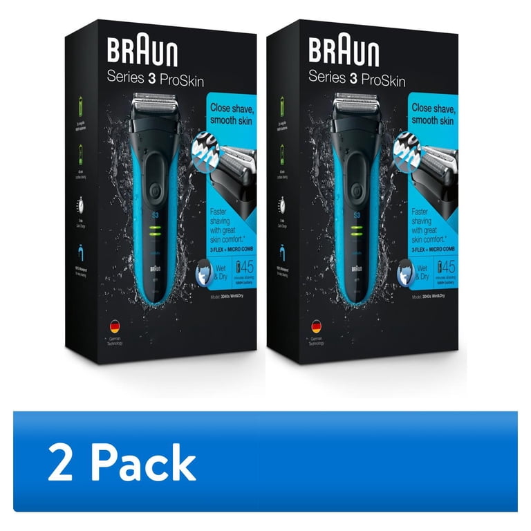 2 pack) Braun Electric Shaver Series 3, ProSkin 3040s, Wet & Dry
