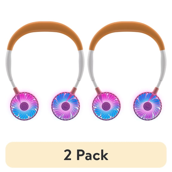 (2 pack) BreezeBuddy Portable Wearable Neck Fan, Hands-Free USB-C Rechargeable, White