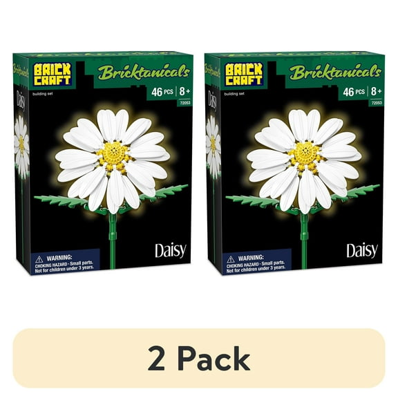(2 pack) Brickcraft Bricktanicals Daisy Brick Building Decoration Set (97-Piece Set), Artificial Flower Craft Kit, Gift for Him and Her
