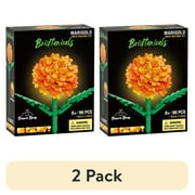 (2 pack) Brickcraft Bricktanicals Marigold Brick Building Set (99-Piece Set), Artificial Flower Decoration Craft Kit, Gift for Him and Her