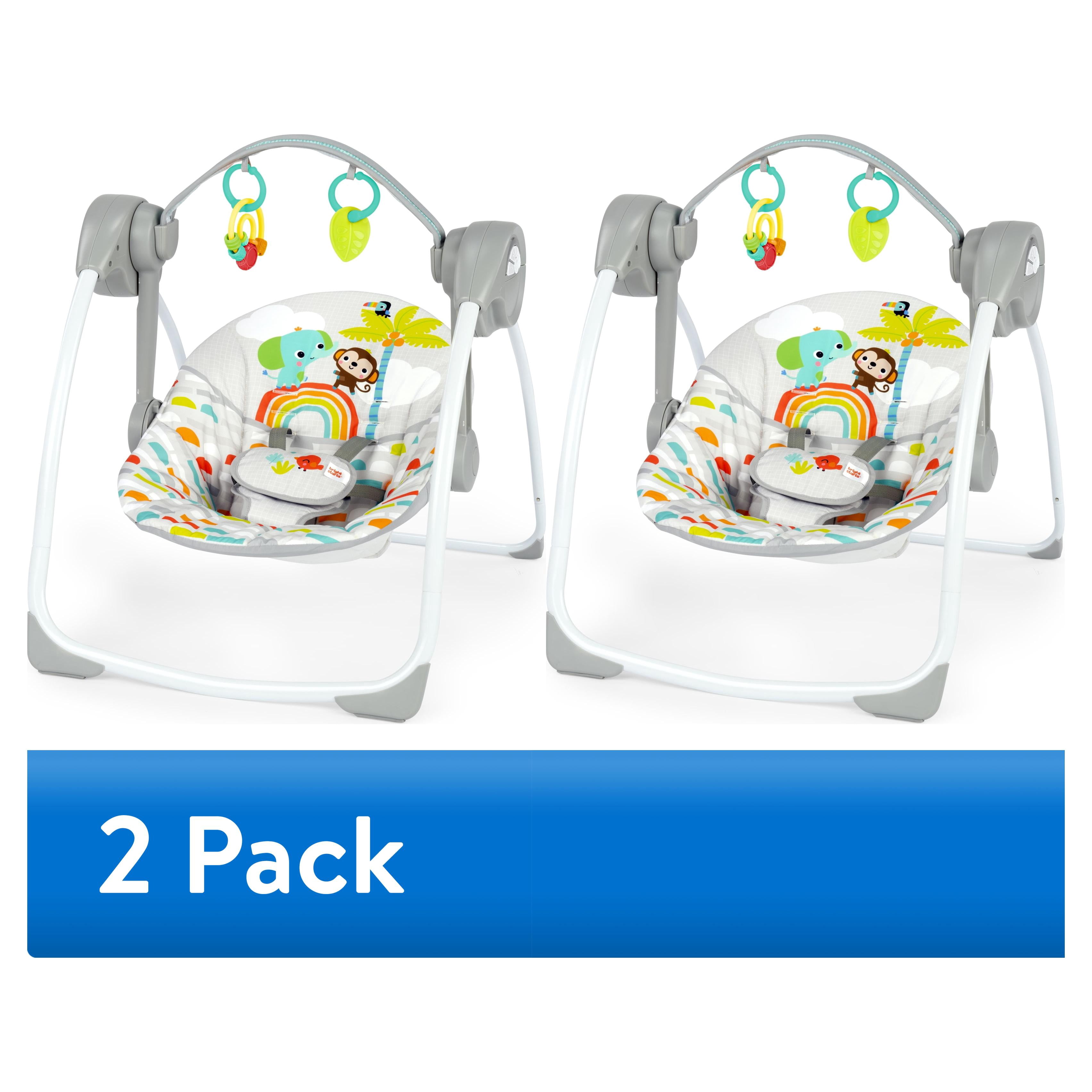 (2 pack) Bright Starts Playful Paradise Portable Compact Baby Swing with Toys, Unisex, Newborn +