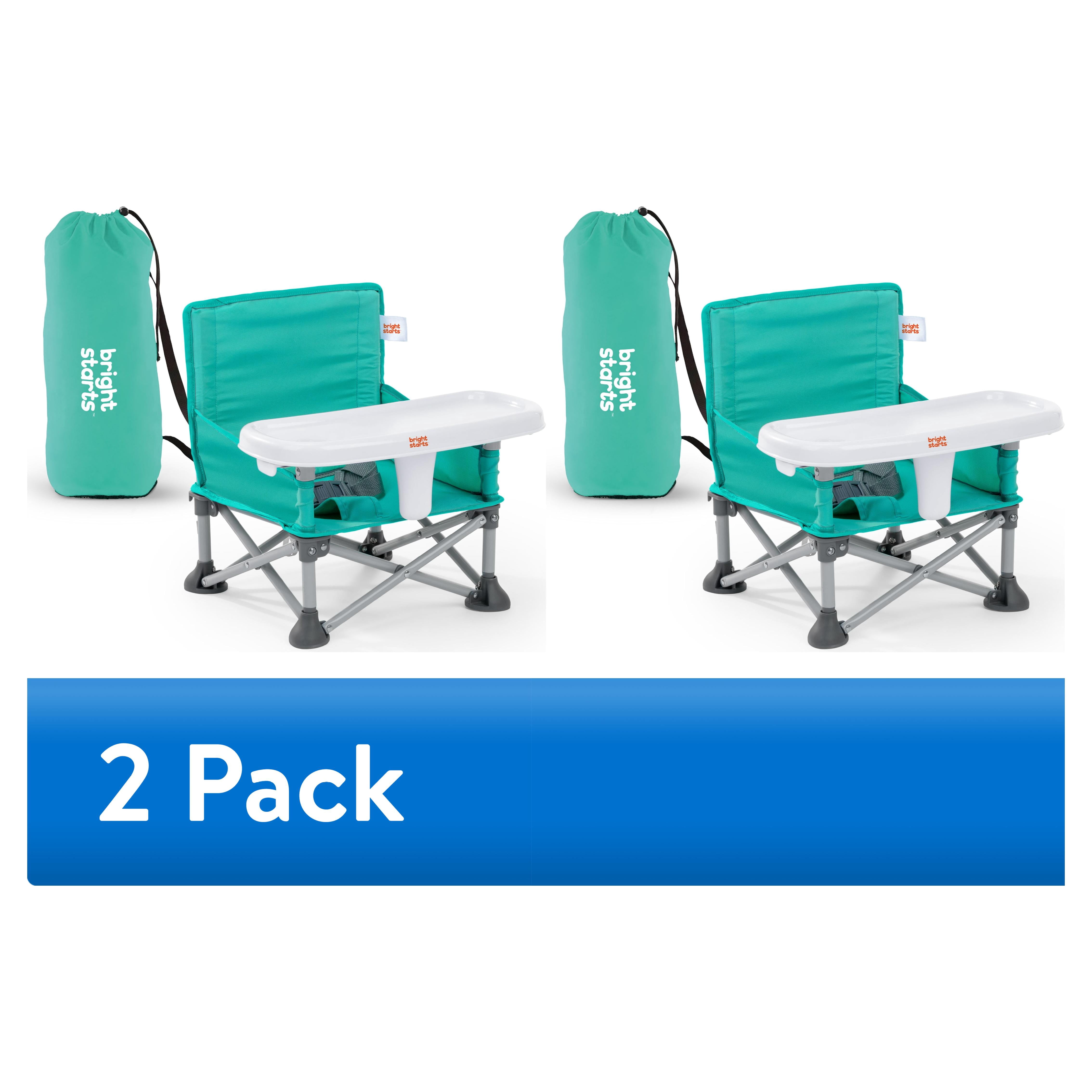 (2 pack) Bright Starts Pop 'N Sit Portable Baby Booster Seat, Teal, Infant to Toddler