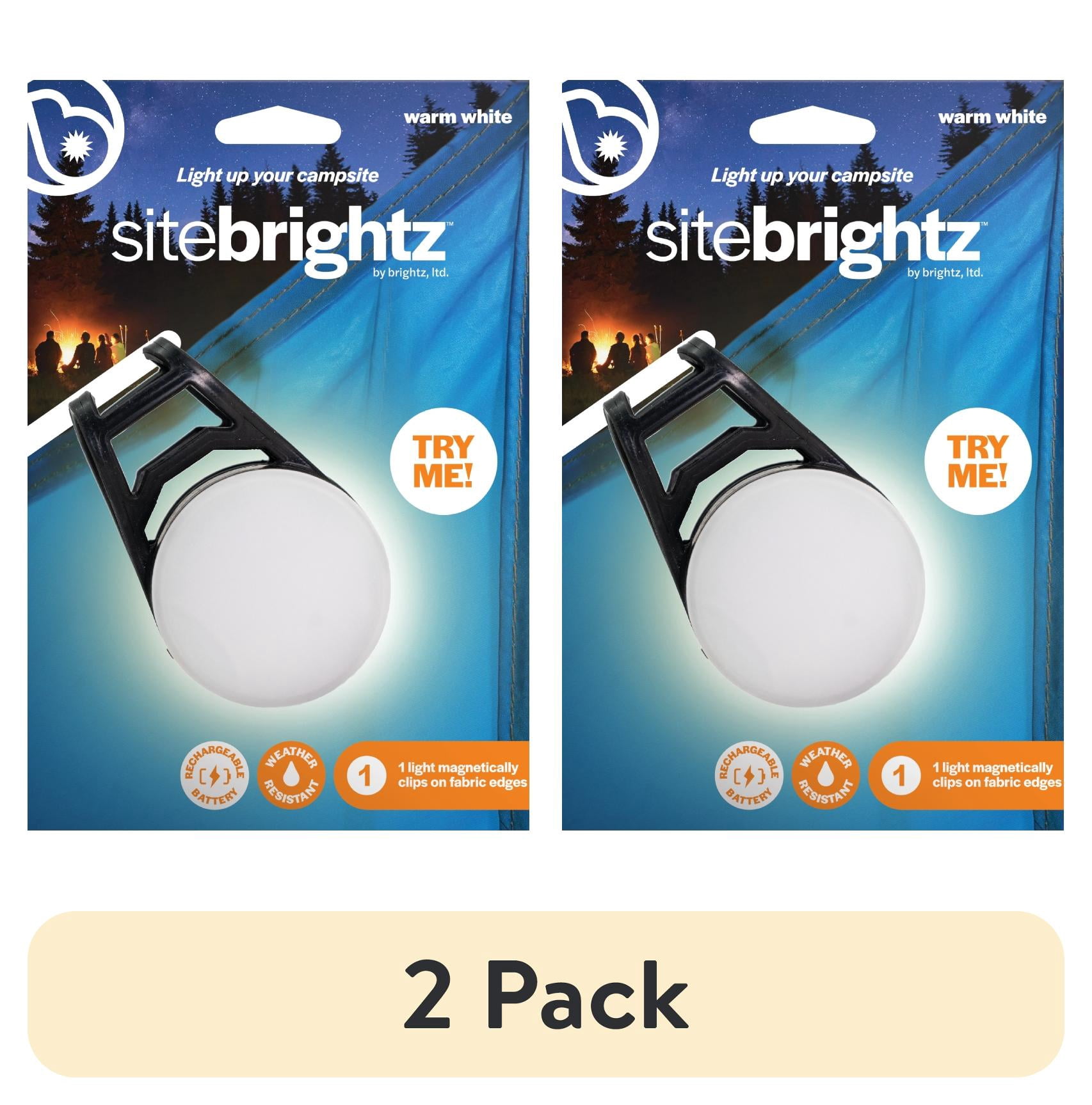 (2 pack) Brightz SiteBrightz LED Tent Light – USB Rechargeable, Magnetic Clip-On