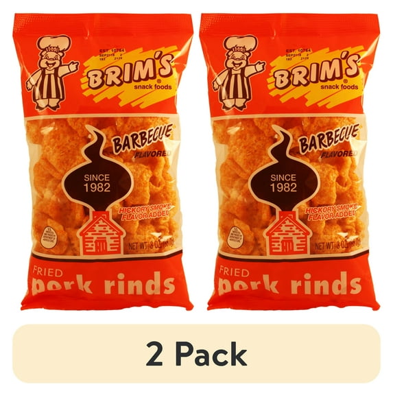 (2 pack) Brim's BBQ Fried Pork Rinds, 3 Oz.