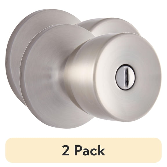 (2 pack) Brink's Privacy Bed/Bath Tulip Style Doorknob, Satin Nickel Finish