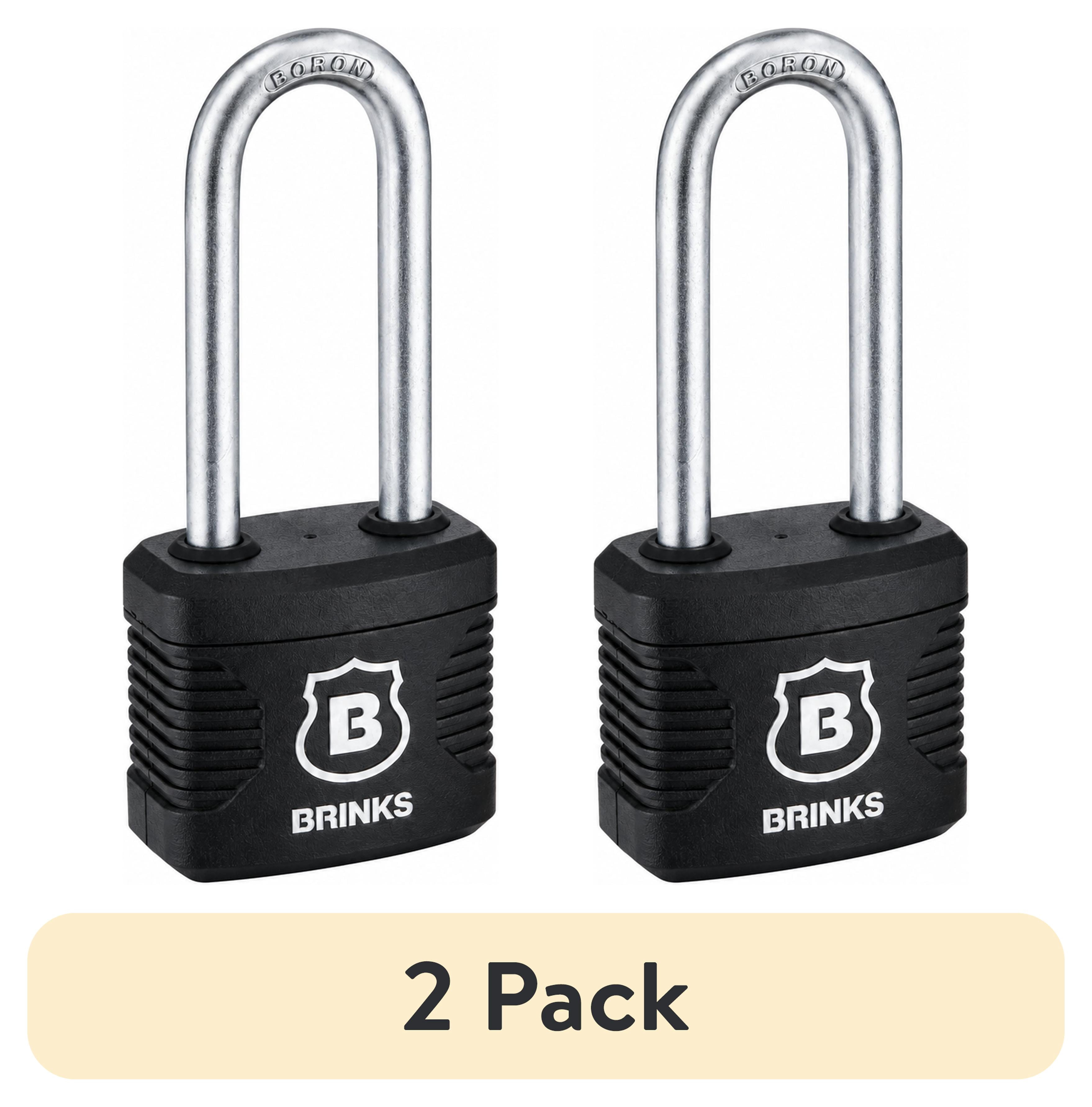 (2 pack) Brinks 1-3/4 in. (44mm) Weather-Resistant Laminated Steel Keyed Padlock with 2-1/2 in. (64mm) Long Boron Shackle