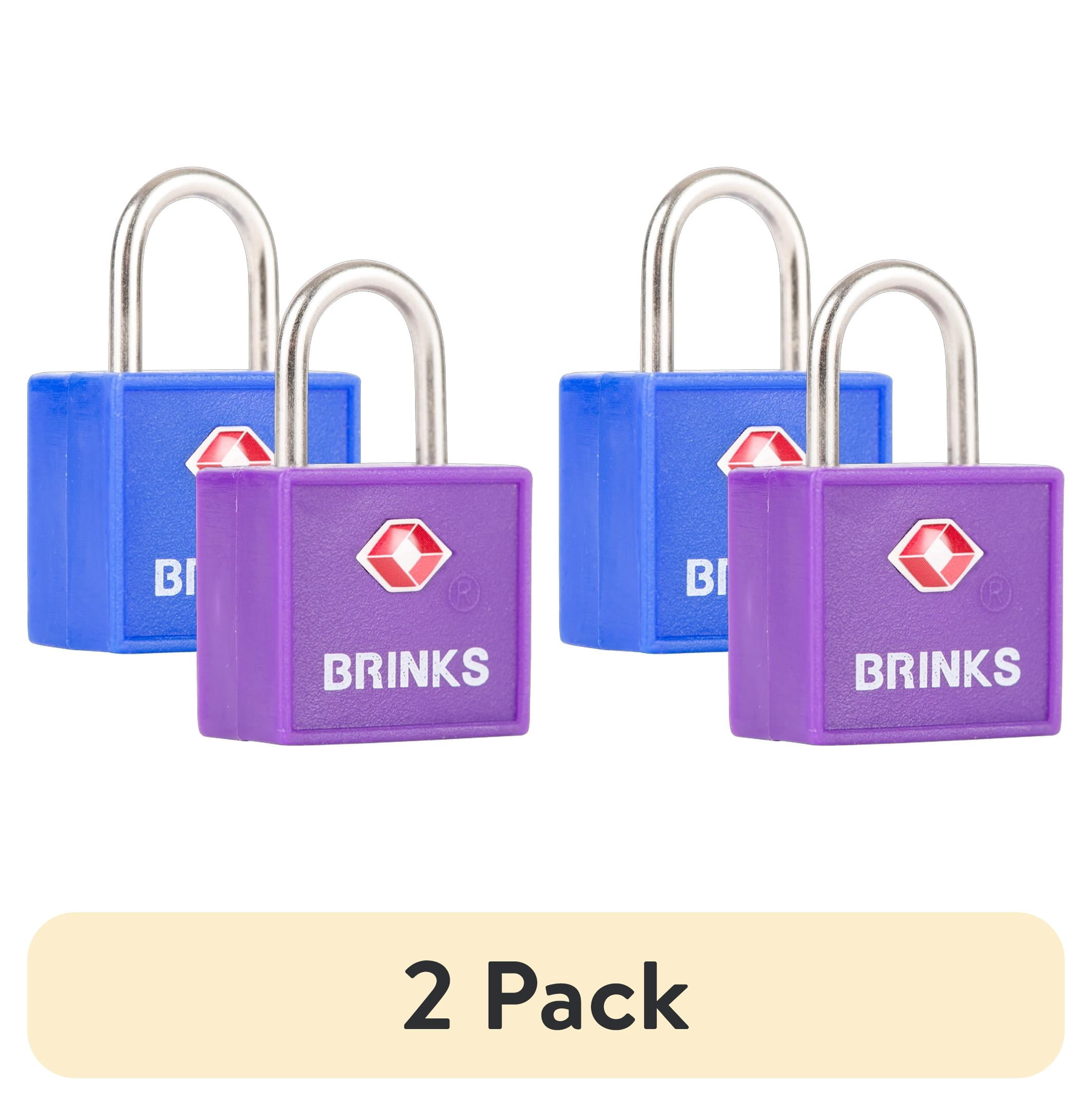 (2 pack) Brinks 22mm Covered Aluminum TSA Padlock in Assorted Colors, 4 pack