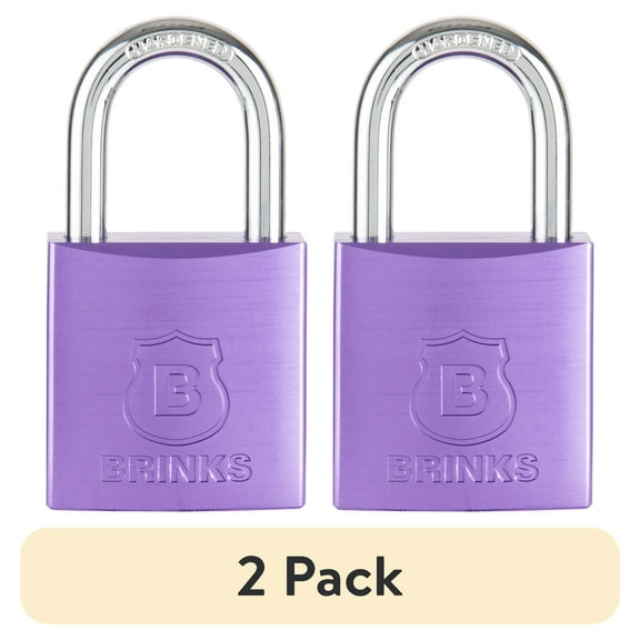 (2 pack) Brinks 38mm Purple Anodized Aluminum Solid Body Padlock with 1in Shackle