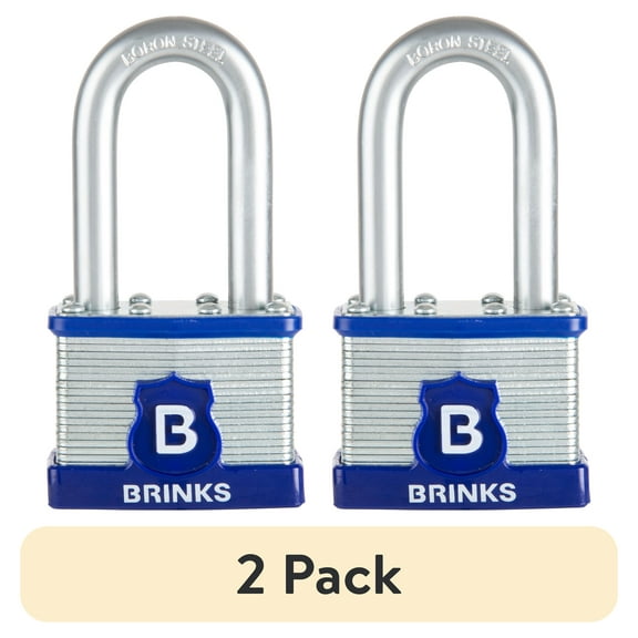 (2 pack) Brinks 50mm Laminated Steel Padlock with 2in Boron Shackle