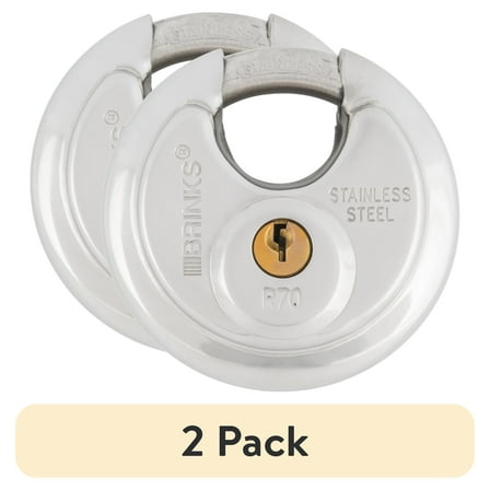 (2 pack) Brinks Commercial Stainless Steel 70mm Keyed Discus Padlock with 5/8in Shackle