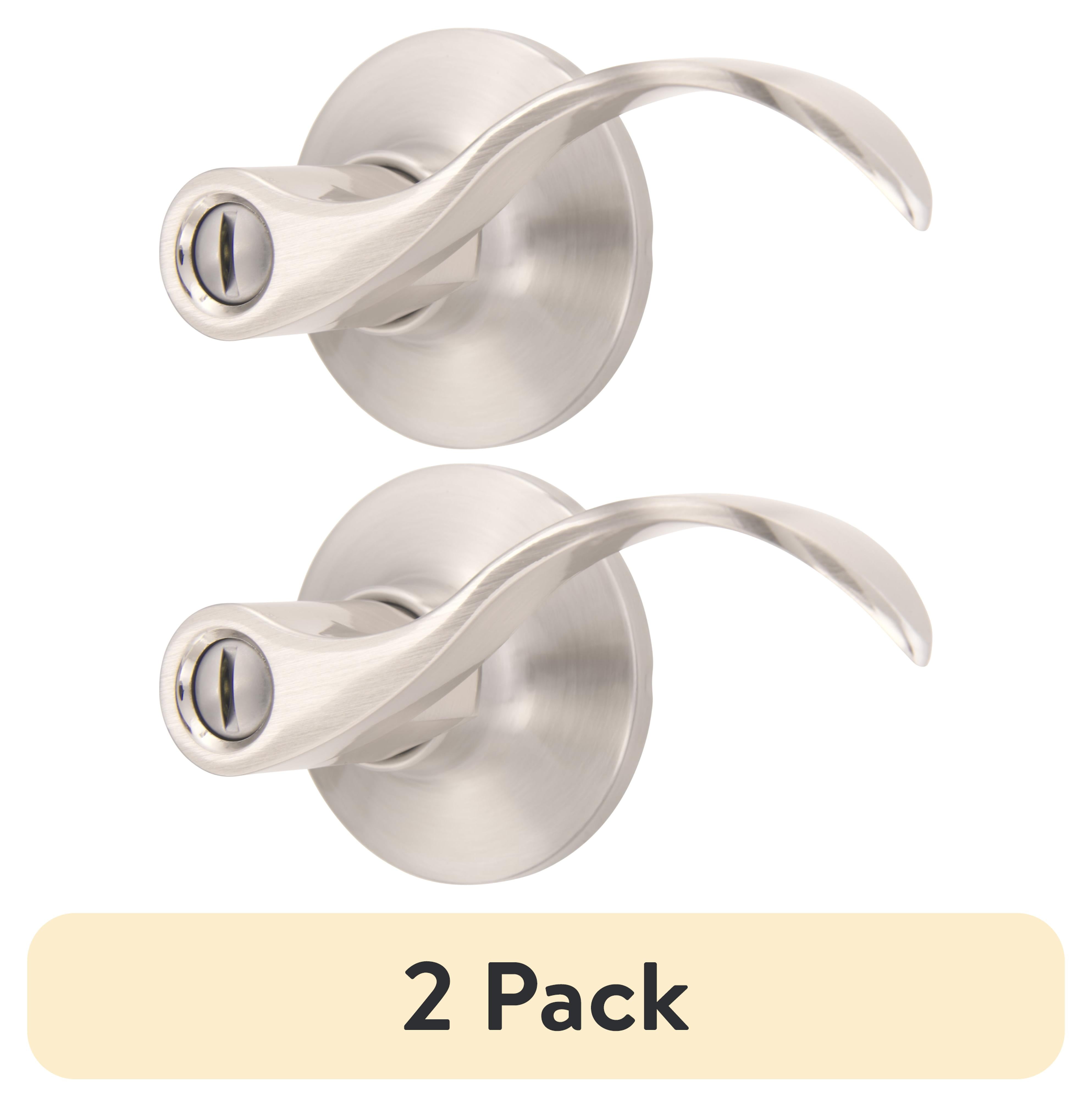 (2 pack) Brinks Interior Locking/ Privacy Modern Wave Style Lever Doorknob, Satin Nickel Finish