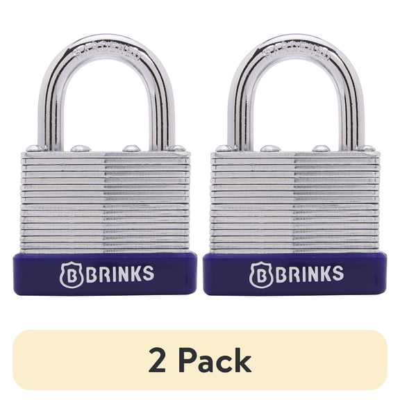 (2 pack) Brinks Laminated Steel 40mm Keyed Padlock with 7/8in Shackle