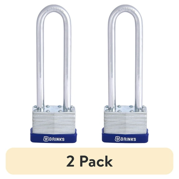 (2 pack) Brinks Laminated Steel 44mm Keyed Padlock with 4in Shackle