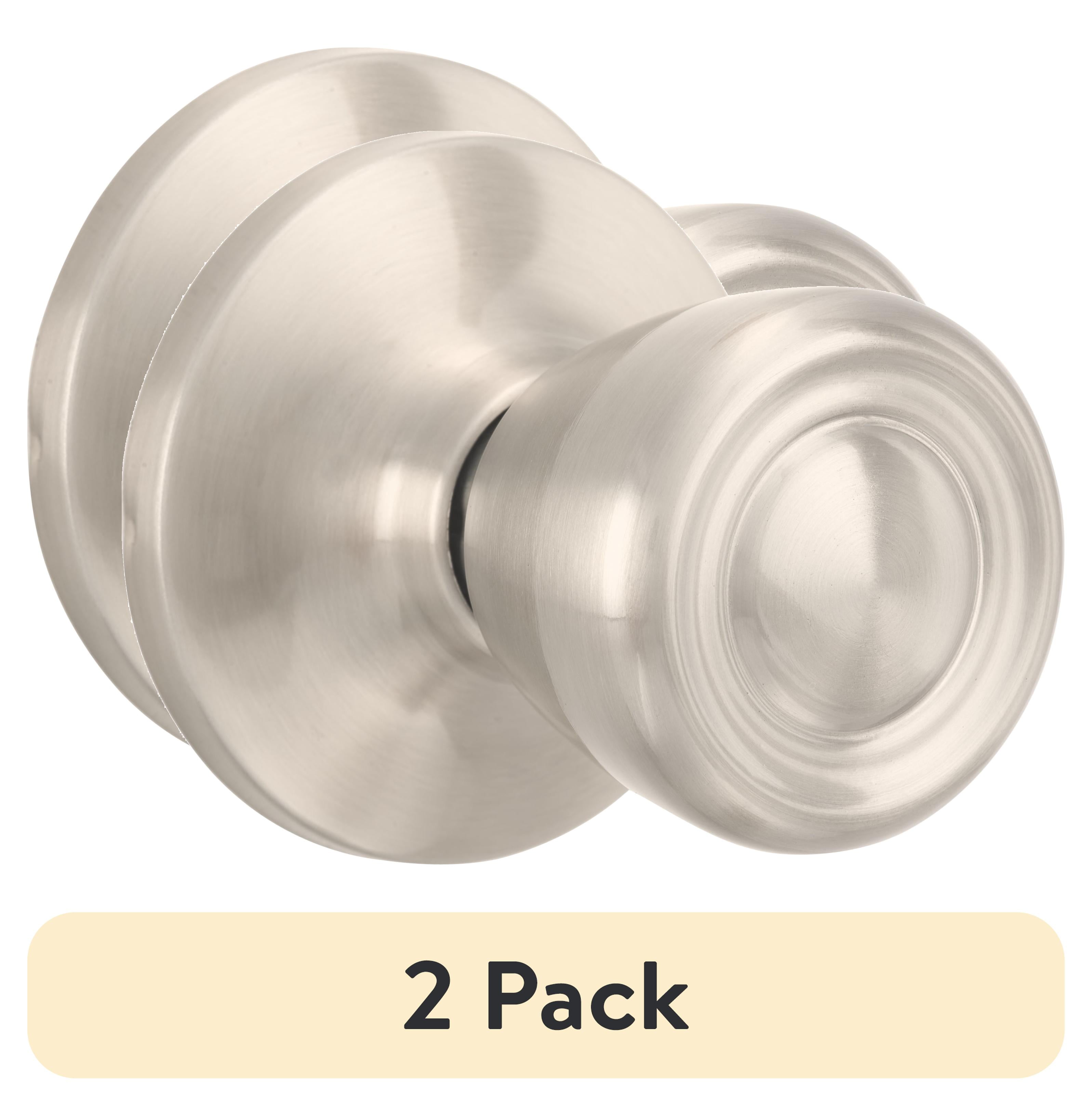 (2 pack) Brinks Non-Locking Passage Tulip Style Doorknob, Satin Nickel Finish