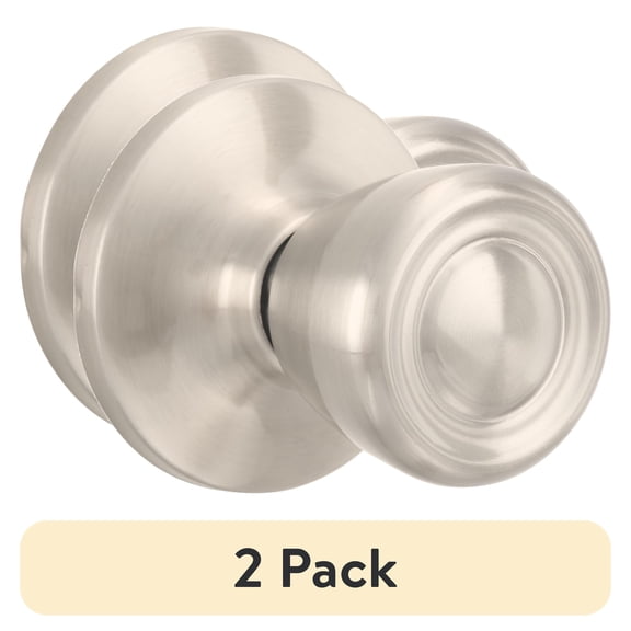 (2 pack) Brinks Non-Locking Passage Tulip Style Doorknob, Satin Nickel Finish