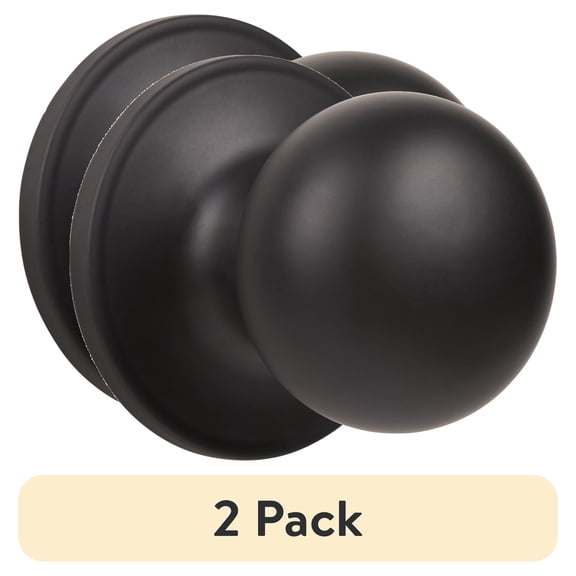 (2 pack) Brinks Passage Hall/Closet Classic Ball Style Doorknob, Matte Black Finish