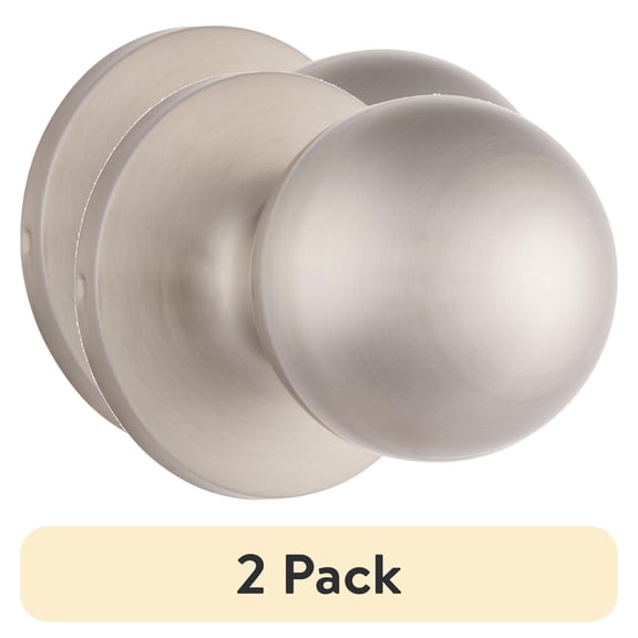 (2 pack) Brinks Passage Hall/Closet Classic Ball Style Doorknob, Satin Nickel Finish